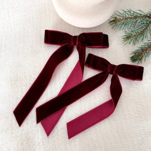 matchy-match-z-mojo-deklico-ujemajoce-spangice-velika-pentlja-za-lase-iz-plisa-velika-masna- lasni-dodatki-bozic-modna-princesa-bordo-rdeca
